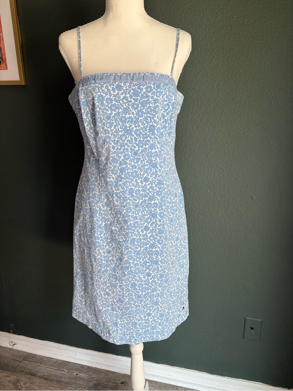 VTG Tommy Hilfiger Floral Dress Jacket Set Blue White Cottagecore